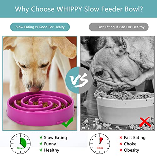 Whippy Slow Feeder Large Dog Bowl - Non Slip Maze Puzzle Bowl for Medium to Large Dogs - Purple - color: G-purple