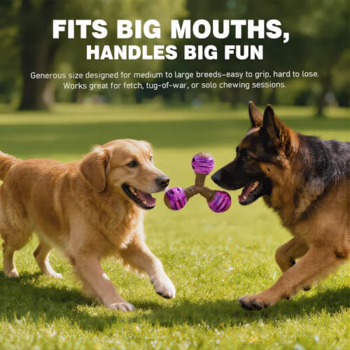 MECOOL Durable Dog Chew Toys for Medium Dogs - Squeaky Rubber Balls with Nylon Reinforcement, Interactive Lick & Chew Toy for Aggressive Chewers, Pet Teething Toy Red,Bacon Flavored - color: Red