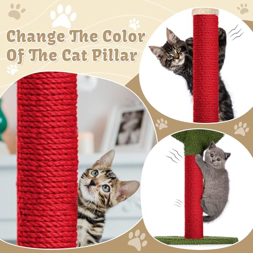 Natural Sisal Cat Rope for Posts, 1/4in ×164ft, Red - color: Red, size: 1/4in ×164ft