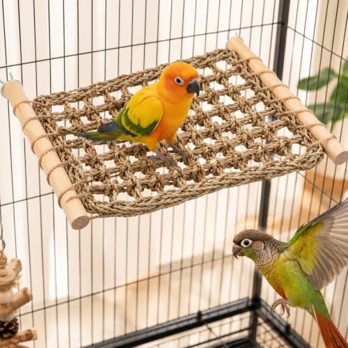 Cockatiel Hammock Bird Climbing Rope for Parrots Seagrass Mat for Bird 13×7
