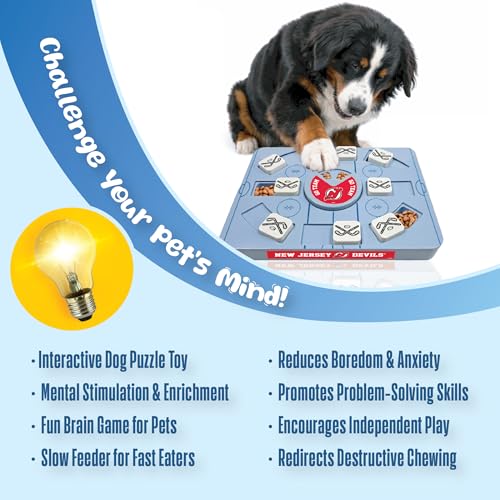 Pets First NHL NEW Jersey Devils Large Puzzle Toy, New Size, Interactive Dog Treat & Slow Feeding Toy - color: NEW JERSEY DEVILS