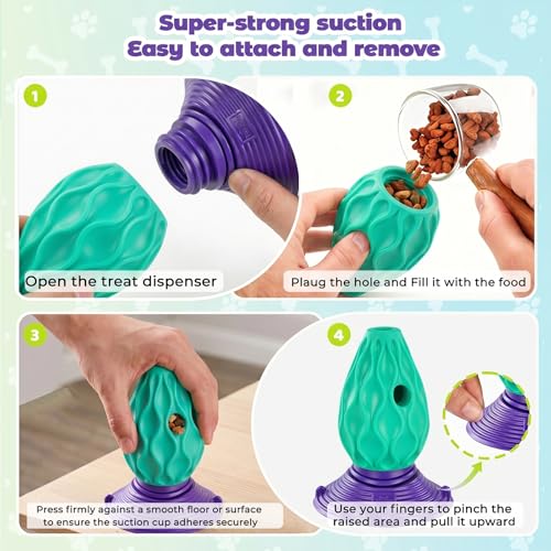 Interactive Dog Treat Dispensing Puzzle Toy, TPE Material with Detachable Suction Base for Medium & Large Dogs, Teeth Cleaning, Mental Stimulation & Boredom Relief