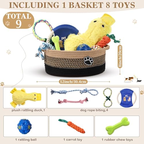 Zopeal Dog Toy Gift Basket Set for Puppy Birthday, Black - color: Black