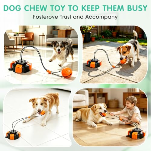 Fuufome Suction Cup Dog Toys for Medium Large Aggressive Chewers - color: Orange