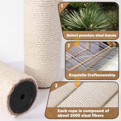 OSPNIEEK 4 Pack 15.7" M8 Cat Scratching Post Replacement, Natural Sisal Rope Kitten Tree Scratcher Refill with Screws, DIY Hemp Scratch Pole Parts for Indoor Cats Tower Refurbishment Accessories - size: 4x15.7" Posts (15.7"+15.7"+15.7"+15.7")