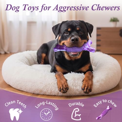 Dog Toys for Aggressive Chewers, Tough Stick Chew Bone - color: 01-Purple