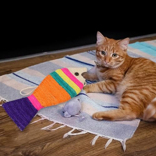 Hypeety Cat Scratching Board Creative Sisal Fish Shaped Cat Claw Pad Toy - color: Fish L