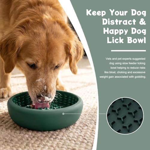 Dog Lick Bowl, Anxiety Relief Slow Feeder Lick Bowls for Dogs(Green, Small) - color: Green, size: Small