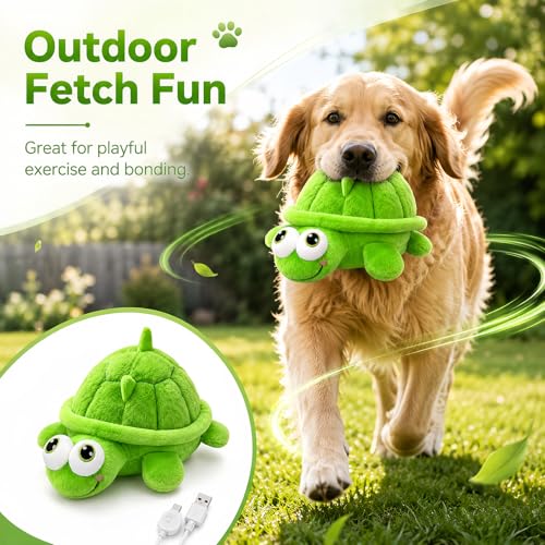 Interactive Dog Toys, Moving Turtle Dog Toy, Rechargeable Bouncing Ball Toy - color: Turtle