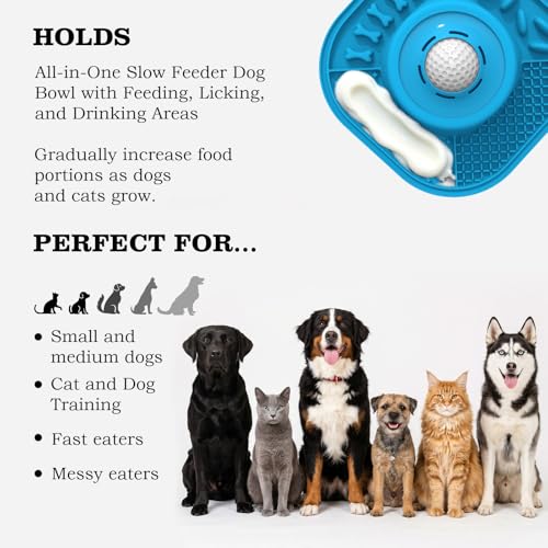 Dog Lick Bowl with Interactive Rolling Ball & Slow Feeder