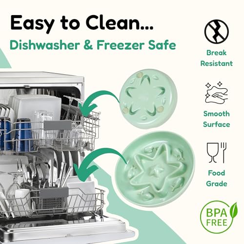 3 Pcs Cat Slow Feeder Bowl – Whisker Friendly Melamine Puzzle Feeding Cat Bowl for Slow Eating – Wet & Dry Food – Dishwasher Safe, Lightweight, Non-Slip (Shell White + Seafoam Green + Buttercream - color: Shell White + Seafoam Green + Buttercream