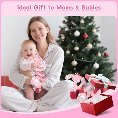 Spiral Car Seat & Stroller Activity Toys for Babies 0-6 Months - color: Pink Rabbit