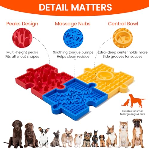 HOWGO Modular Puzzle Lick Mat for Dogs (2Pack, Blue & Red) - color: 2 Blue Red