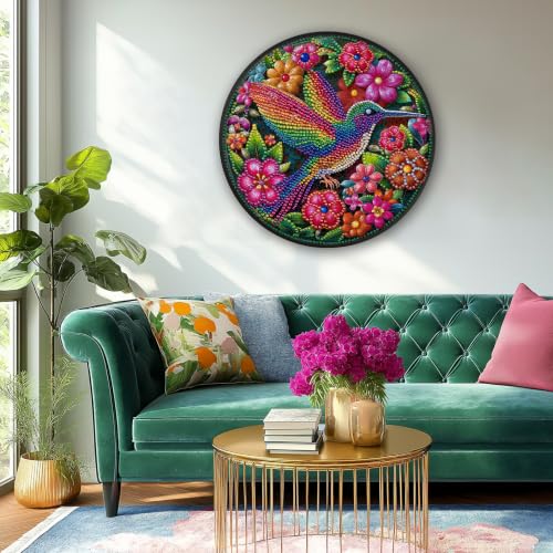 Colorful Hummingbird Puzzle for Adults, Round Beaded Art Bird Flower Puzzle - style: Colorful Hummingbird Puzzle