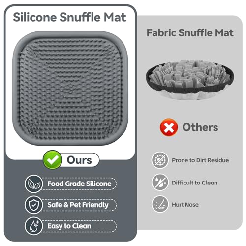 Snuffle Mat for Dogs 23.6" x 23.6" Silicone Large Slow Feeder Mat, Grey - color: Grey:23.6"x23.6"