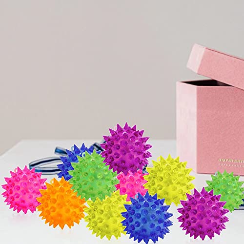 24 Pack Rubber Blinking Squishy Stress Relief Sensory Ball Toys LED Flashing Fidget Spiky Therapy Balls or Kids Teens Adults Stress Relief Party Favors - style: 24 Pack