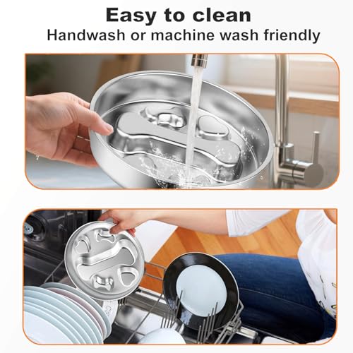 Stainless Steel Slow Feeder Dog Bowls,2 Pcs Slow Food Bowl for Dog & Cat - 2 Cups Capacity,Bone-Shaped Design Pet Food Holder,Metal Non-Slip Lick Plate,Puzzle Maze Dish for Small & Medium Sized Breeds