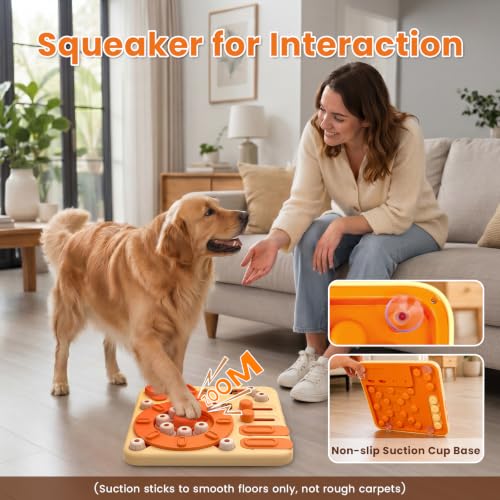 Dog Puzzle Toy, 4-Level Interactive Dog Toys with Suction Cups, Brain Stimulating Puzzle Feeder Dog for Large Medium Small Dogs, Slow Feeder