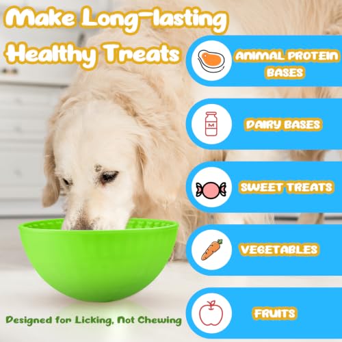 Patelai 2 Pcs Dog Lick Bowl, Slow Feeder Bowl for Dogs, Green, Blue, Bone - color: Green, Blue