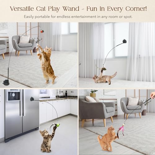 Interactive Bird Simulation Cat Feather Toy Set - Suction Cup Cat Toys for Indoor Cats, Natural Feathers, Bells & Easy Clip-On, Perfect for Indoor Cats - 2 Free Pads, Suctions to Ground - style: All U Need - Cat Feather Toy Kit, 14+2 Pcs