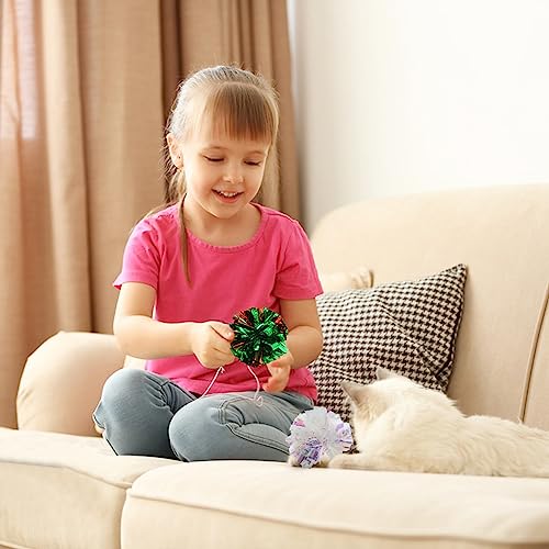 Andiker 3.54inch Mylar Cat Crinkle Balls, 4pcs Colorful and Sparkling Crinkle Ball Lightweight Easy to Carry Cat Ball Toy Interactive Cat Toys for Indoor Cats to Kill Time and Keep Fit (Mixing Color) - style: Mixing Color