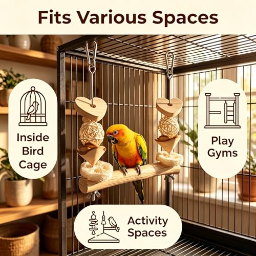 Bird Swing Perch with Chew Toys for Small Parrots, Cage Accessory