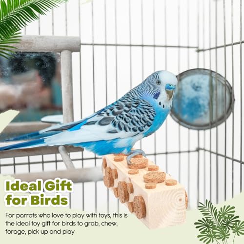 Skyygemm 2 Pcs Bird Foraging Toys Wood Parrot Chew Toys, 7.9 Inch