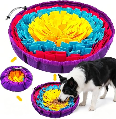 Snuffle Mat for Dogs, 19"x19" - Slow Feeder Bowl & Interactive Dog Puzzle Toy, Enrichment Sniffing Mat for Mental Stimulation, Nosework Foraging Treat Game for Small Medium Large Breed Puppy Cats