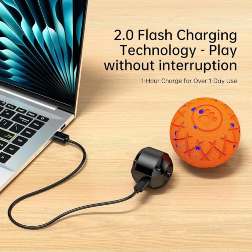Moving Dog Toy, Interactive, Bouncing and Rotating, Silent Foam Material, IP54 Waterproof Rating, Smart Active Rolling, Stimulation Toys for Medium and to Keep Them Busy - color: Orange