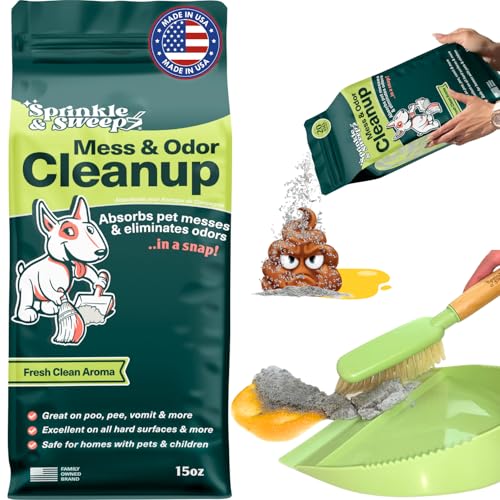 Sprinkle & Sweep: Pet Mess & Odor Cleanup - 15oz Bag - Dog Accident & Mess Clumping Powder, Remove Pee-Poop-Vomit from Hard Surfaces, Ultra-Absorbent - style: 15 Ounce (Pack of 1)