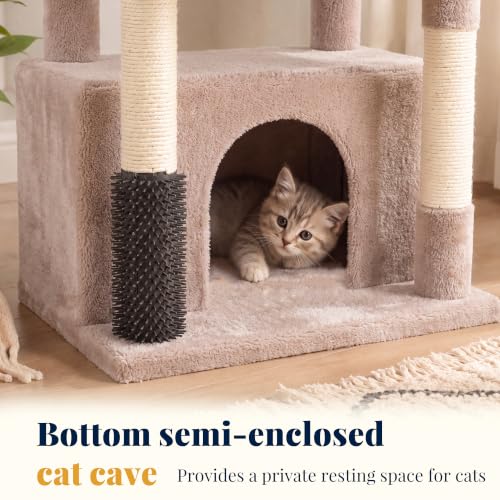 Hey-brother Cat Tree Tower with Extra Large Platform, Big Condo, MPJ070MU - color: Muchroom, size: 51.1 inches