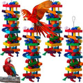 Soulchen 4 Pcs Extra Large Bird Parrot Toy Set, Natural Wooden Chewing Toy - style: Colorful Ring