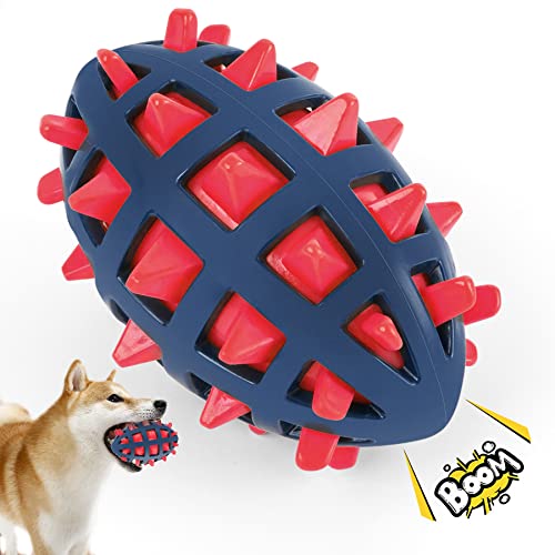 Dog Toy Ball, Dog Spiky Toy Ball with Squeaker, for Floating Chewing Fetching and Interactive Play (Red) - color: Red