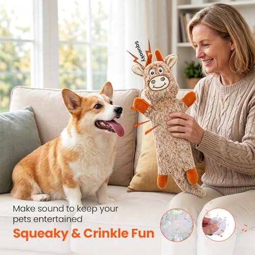 HGB Squeaky Crinkle Dog Toys for Puppies Small Medium Dogs - color: Cow & Donkey