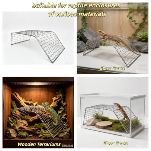 Stainless Steel Reptile Climbing Net – Basking Platform for Bearded Dragon, Leopard Gecko, Blue-Tongued Skink, Turtle – Durable Basking Rock & Ramp for Tank Accessories, Reptile Bed for Sunbathing - size: 30*10CM / 11.8*3.9IN