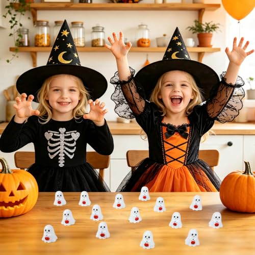 56 Pcs Halloween Mini Resin Ghosts Figurines Tiny Ghosts - style: Ghost Pumpkin Basket Style