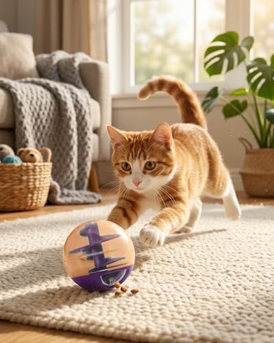 Pet Supplies Cat Leakage Toy Cat Food Dispensing Puzzle Ball, Durable and Bite-Resistant, Designed to Entertain Catsy Pet Supplies BLC689-04 - color: Purple