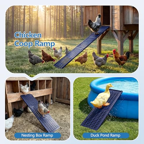 Lilyang Heavy-Duty Metal Chicken Coop Ladder Ramp, 48.0″L*10.2″W - color: Blue, size: 48.0″L*10.2″W