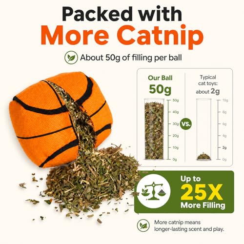 Agape Organic Catnip & Silvervine Filled Cat Toy Balls with Bell Sound - size: 4 Ball Set