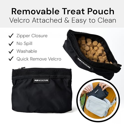 Pup Culture Dog Treat Pouch with Poop Bag Dispenser and Removable Treat Pouch | Cross Body Dog Walking Bag | The Perfect Puppy Training Tool and Even Better Gift - color: Lavender
