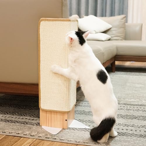 PETKARAY Couch Corner Cat Scratcher, 22" Corner Scratching Post Wall Scratcher, Sisal Furniture Protector for Sofa with Reversible Base, Small - size: Small