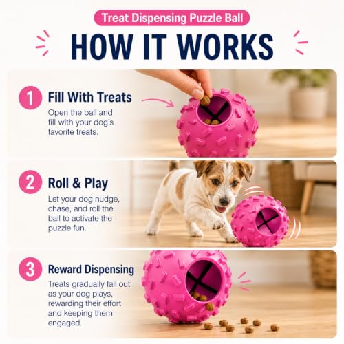 Treat Dispensing Dog Toy, Dog Puzzle Toy and Dog Treat Ball for Small Dogs - color: Purple