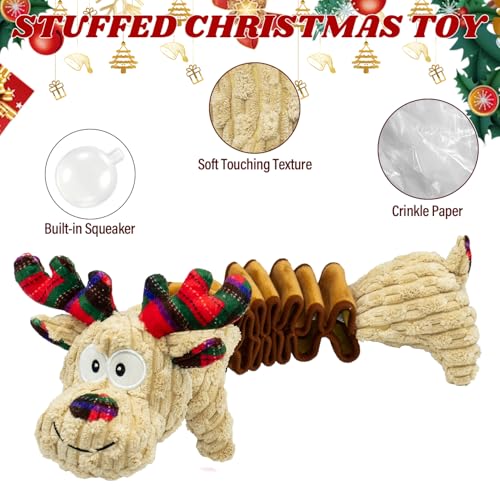 Christmas Squeaky Pet Gift Crinkle Dog Toys Deer - style: Christmas Deer Pulling Belt