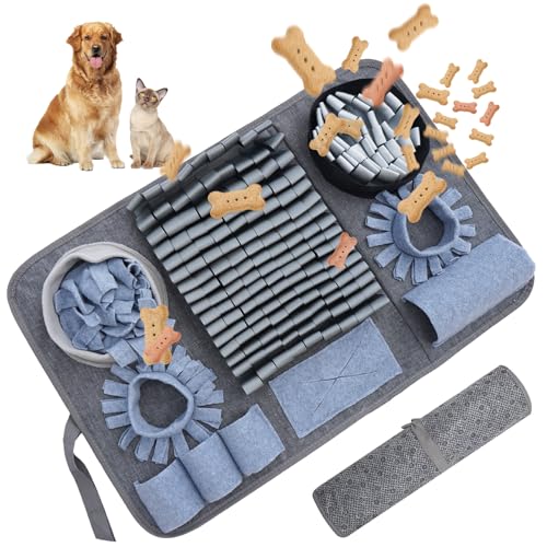 Dog Sniffing Mat, Interactive Dog Puzzle Toy, Stress Relief, Enriches Feeding Games The Sniffing mat Helps Slow Down Eating Speed and Keeps Dogs Busy - color: Silver-gray