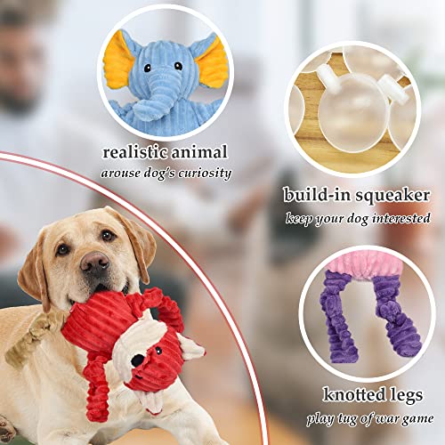 LECHONG 5 Pack Tough Dog Toys Stuffed Squeaky Dog Toys Assortment Plush Animal Dog Toy Value Bundle Puppy Pet Dog Toys for Small Medium Large Dogs - size: 5 Pack Stuffed Dog Toys