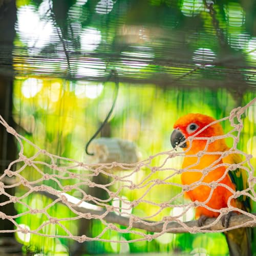 ORFOFE Bird Climbing Net Rope Climbing Net Hammock for Parrot Hamster Small Rat Hanging Pet Toy for Climbing Chewing Playing Includes 4 Hooks 21.65 X 17.32 in