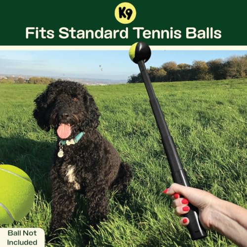 Kompact9 | Retractable Pocket-Sized Ball Launcher, Eco-Friendly & Portable Dog Fetch Toy, Made from Recycled Plastic, UK Designed, Fits Standard Tennis Balls Perfect Dog Exercise Equipment | Black