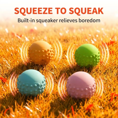 Squeaky Dog Toys for Puppy Small Medium Dogs, 4PCS - color: 4Color Balls
