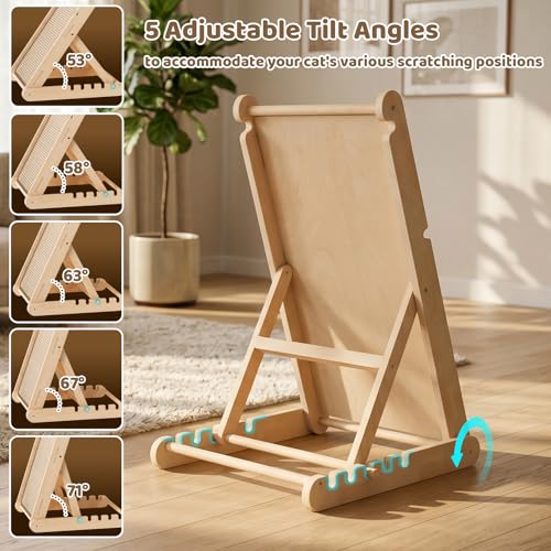 XiaZ Cat Scratcher, 23" Sisal Cats Scratching Board with 5 Adjustable Heights, No Assembly Required, Foldable Cat Scratchers for Indoor Cats and Kittens, Ready to Use - size: 15.7"L x 13.7"W x 23"H