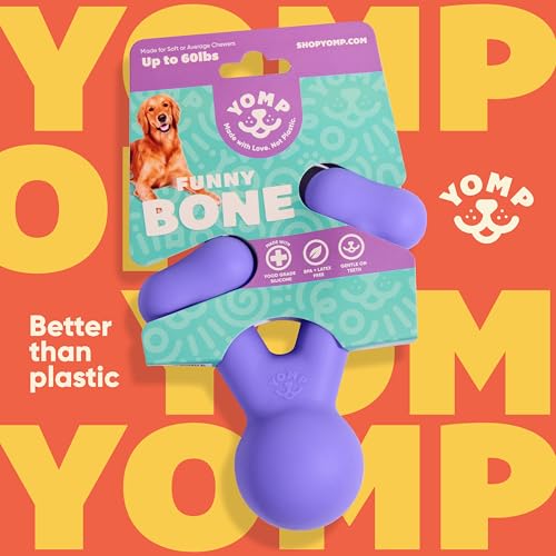 Yomp FunnyBone Wish Bone Dog Chew Toy – Interactive Teething Toy for Puppies, Soft, and Medium Chewers – Pet-Safe, Non-Toxic Silicone Chew Bone